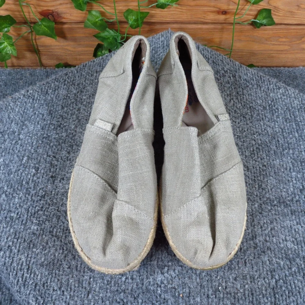 Skechers BOBS Highlights 2.0 Women Espadrille Wedge Size 7.5 Walking Taupe Linen